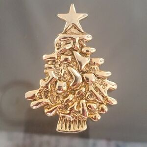 Christmas Tree Bright Goldtone   Brooch Enhancer Pin